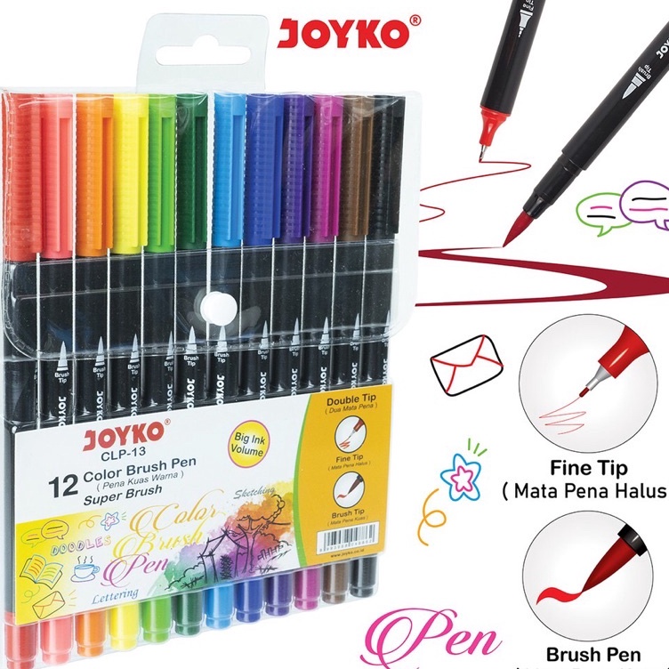 

Color Brush Pen Pena Kuas Warna Joyko CLP13 12 Warna Color m O8J5