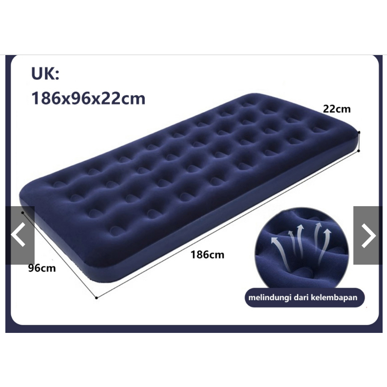 Kasur Angin Queen Biru Kasur Tiup Single Twin Paket Kasur Tiup Matras Kemah Indoor Dan Outdoor--