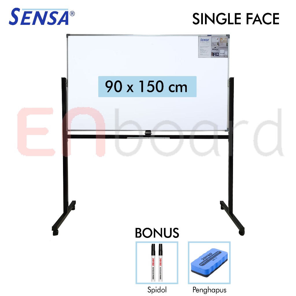 

Papan Tulis Whiteboard / White Board Standing NON Magnetic Single Face Sensa 90 x 150 cm