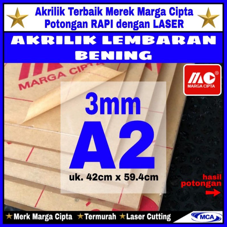 

AKRILIK lembaran 3mm uk A2 Akrilik bening Marga cipta Acrylic n U1P6