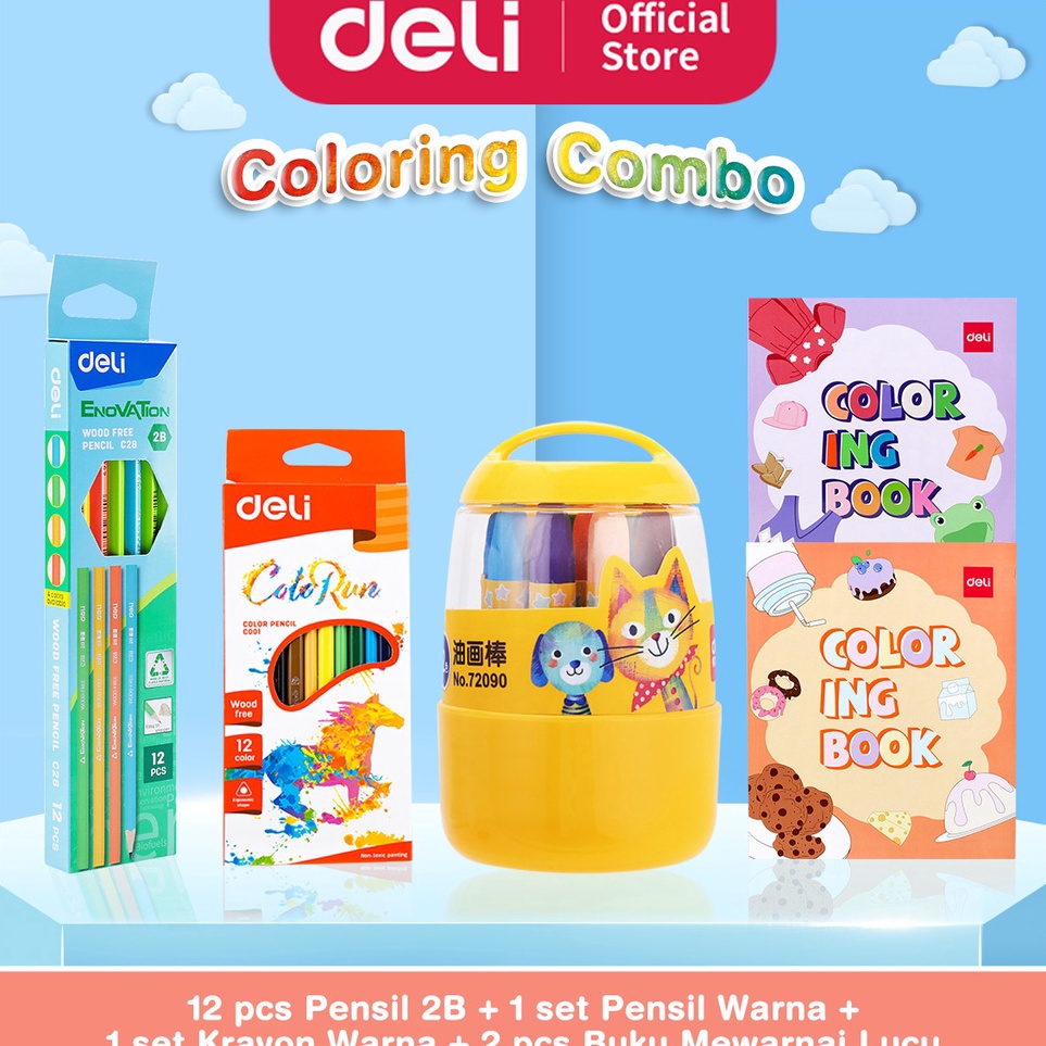 

PAKET MEWARNAI LENGKAP Pensil 2B Pensil Warna Krayon Buku Mewarnai l C2S4