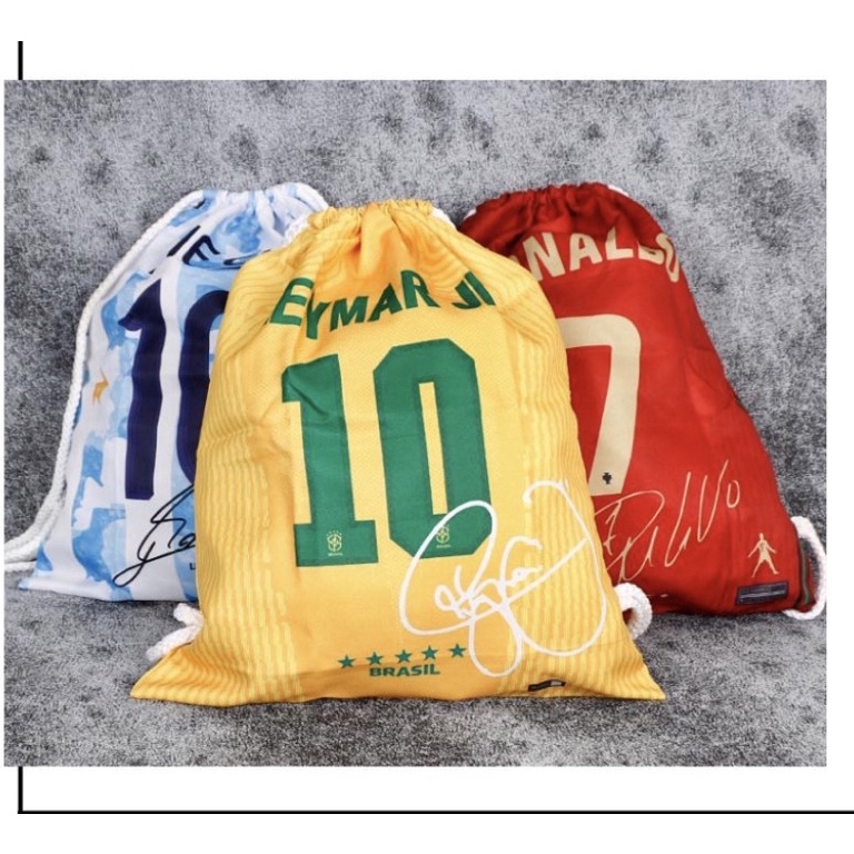 KODE X66R Tas Serut Bola Motif Pemain Sepakbola Messi Ronaldo Neymar  Football gymsack  Pernak Perni
