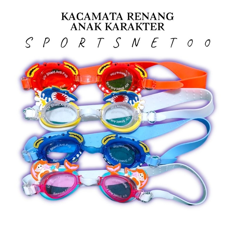 Kacamata Renang Anak Conquest / Kacamata Renang karakter Kotak Transparan