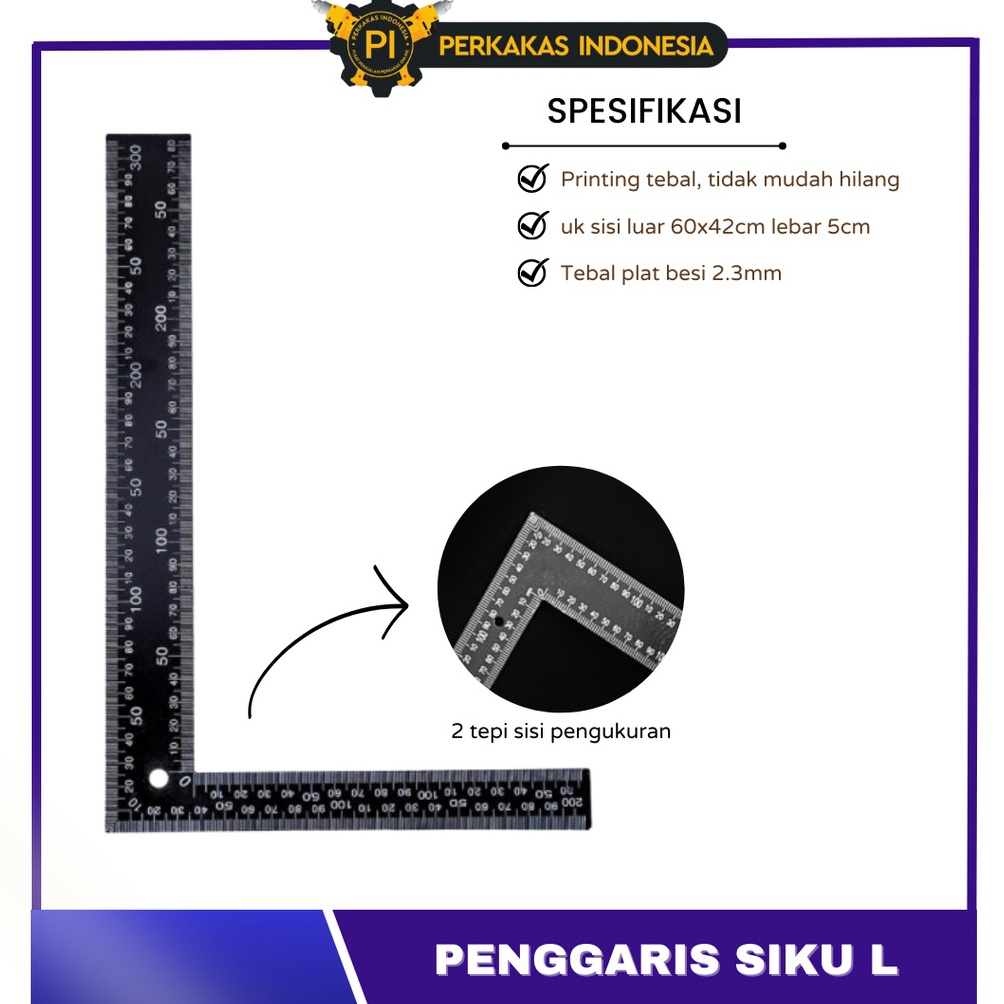 

Penggaris Siku L Besi Panjang 46 cm Garisan Presisi L Alat Ukur Kalibrasi Setting Akurat Perkakas j E3I7