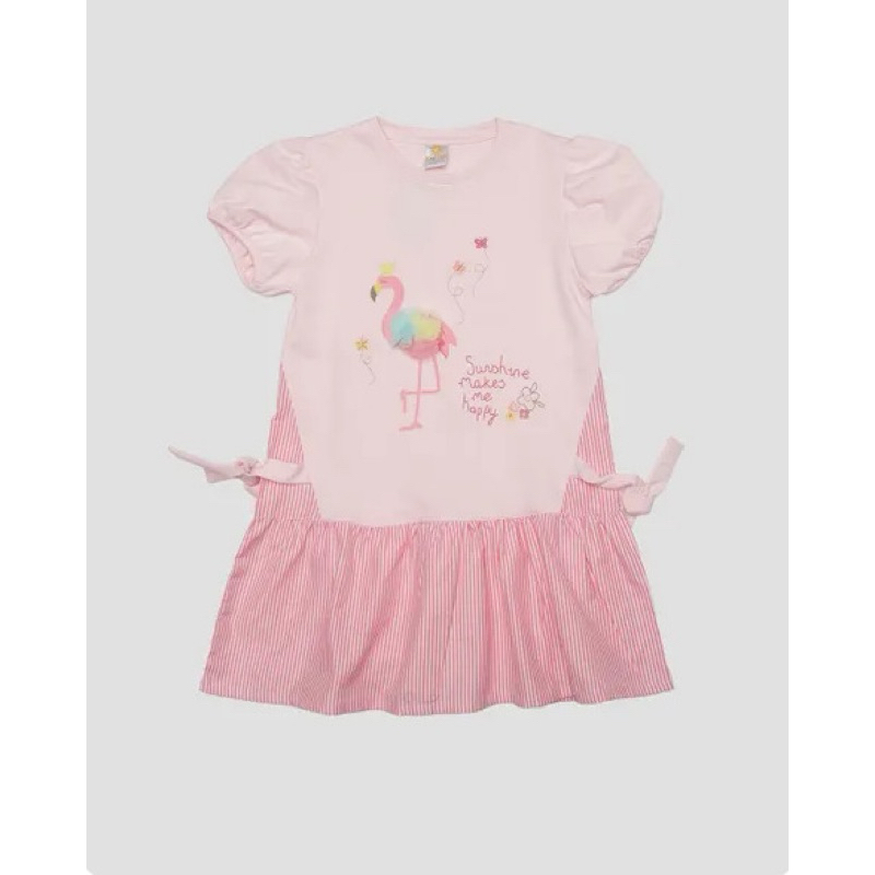 little m dress anak perempuan - flamingo