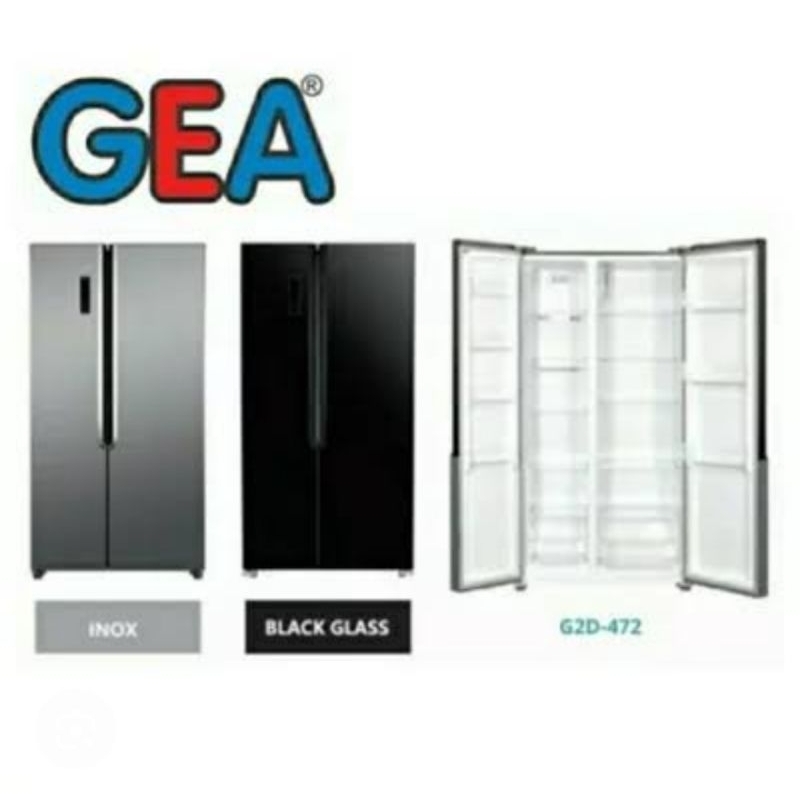 Kulkas GEA side by side 2 pintu G2D-472R INOX / G2D-472R BLACK