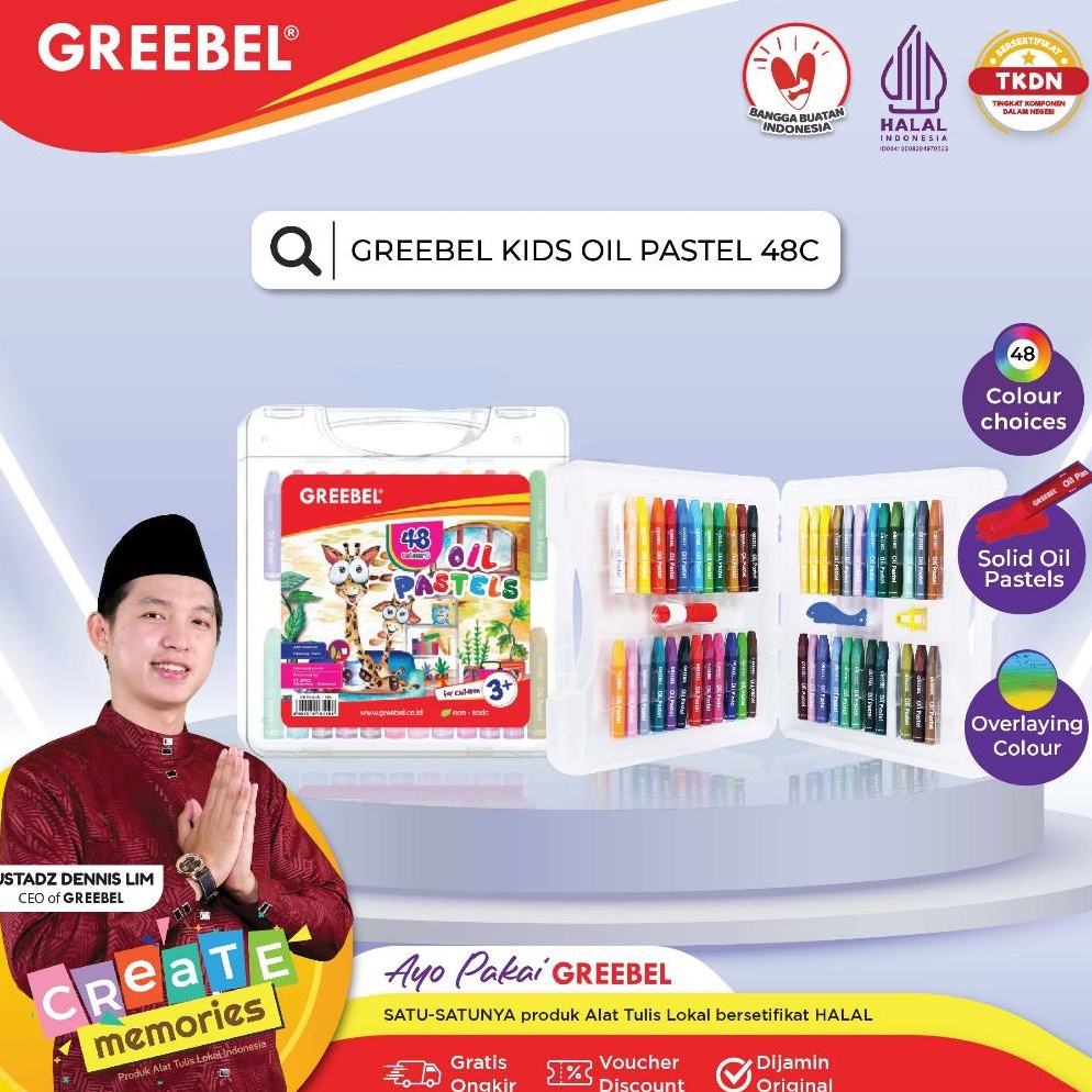 

GREEBEL Crayon Krayon Kids Oil Pastel 48 Warna 48C tdk berdebu cerah utk anak sekolah art tdk beracun s F4M7