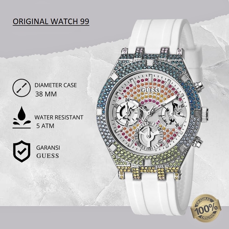 100% ORIGINAL Jam Tangan Wanita Guess GW0407L4 Jam Tangan Original - Stainless Steel & Tali Rubber