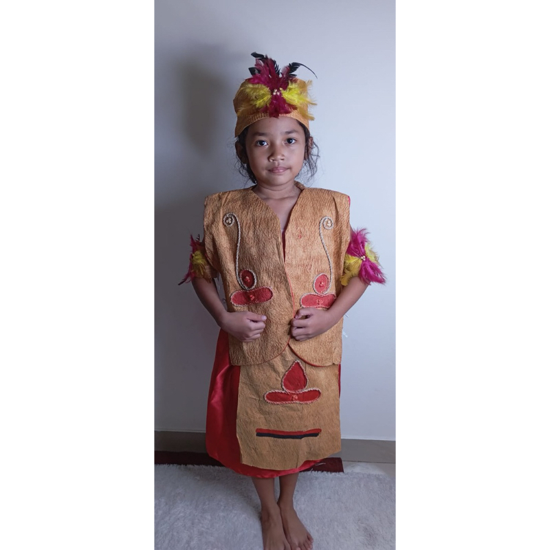 SETELAN BAJU ADAT PAPUA/BAJU ADAT ANAK DAN DEWASA/ADAT PAPUA/BAJU KAYU/BAJU KARNAVAL/BAJU LUKIS