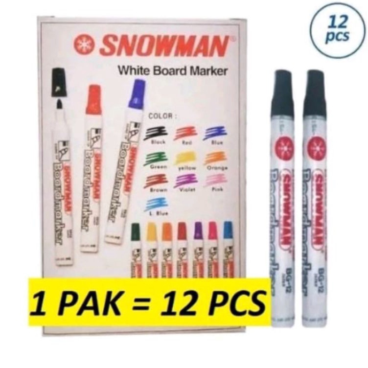 

spidol Whiteboard snowman warna hitam BG12 isi 12pcs i A3J7