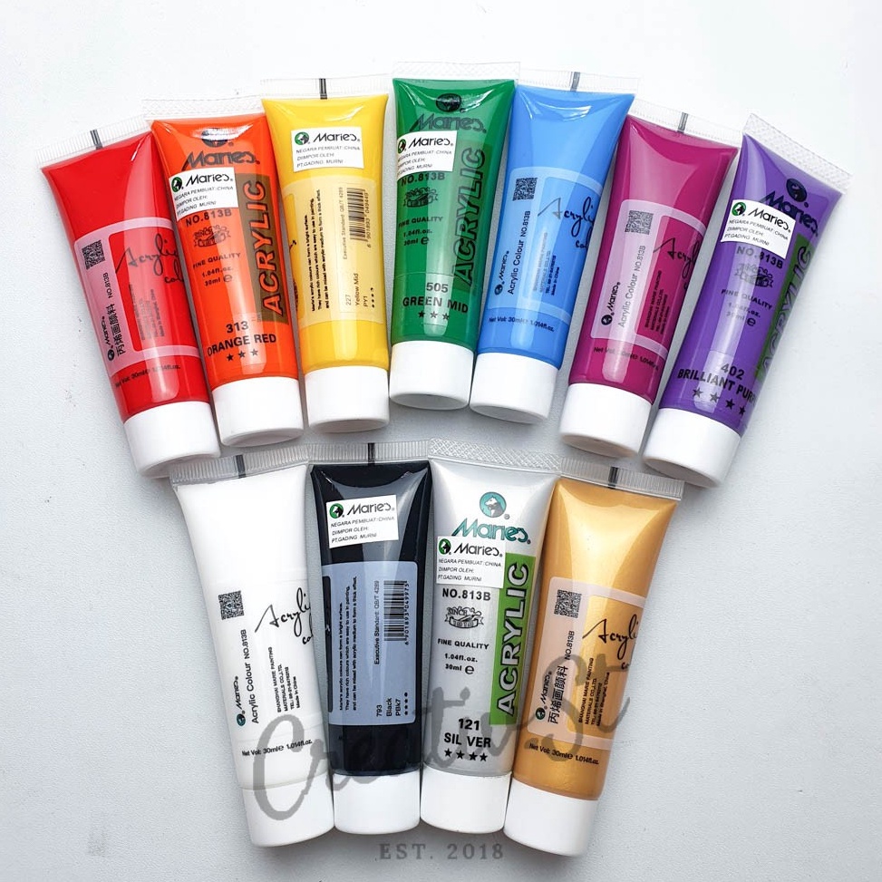 

Maries Acrylic 3 ml Paint Acrylic Set Cat Akrilik Warna Dasar g G6V3