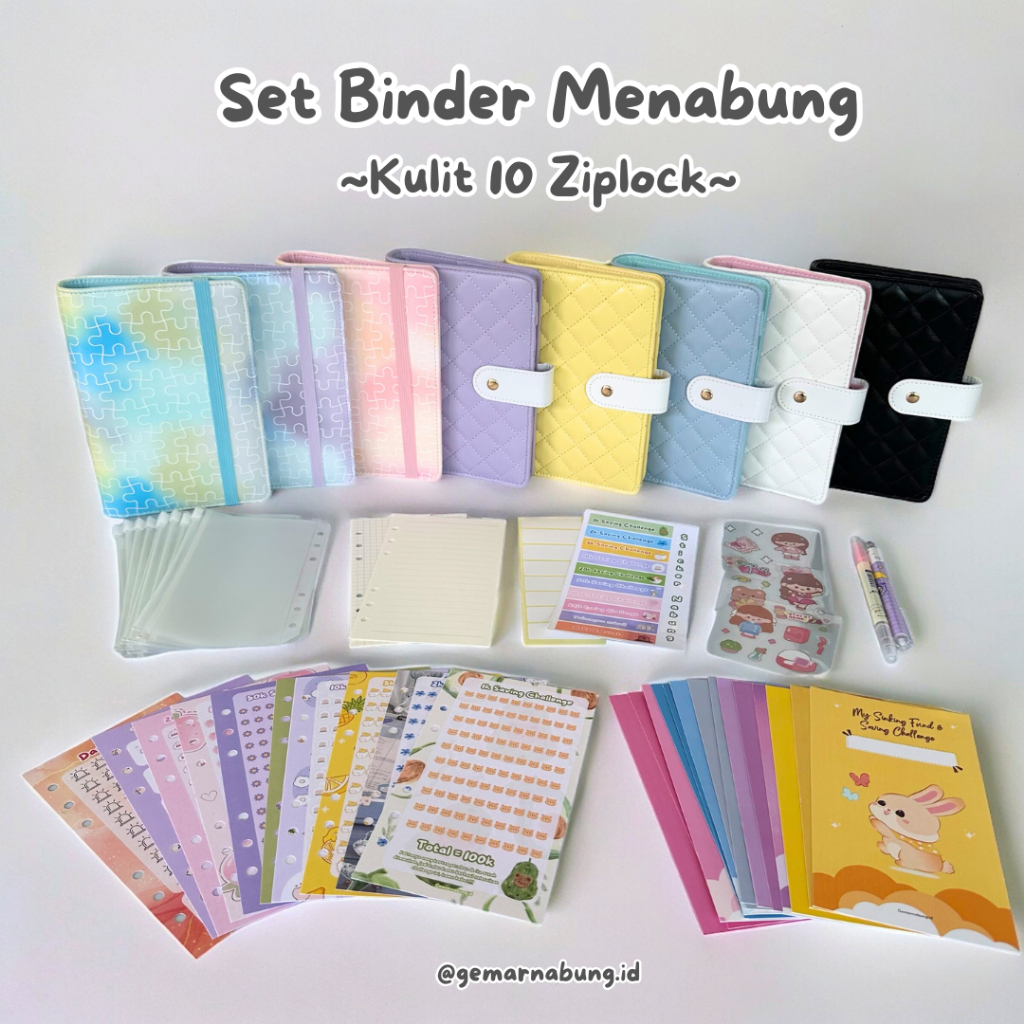 

Paket Binder Keuangan Lengkap A6 Set 10 Ziplock Premium, Menabung Sinking Fund Seru gemarnabung.id