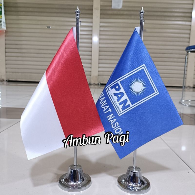 

best seller tiang stenlis meja+bendera partai PAN+bendera Merah Putih