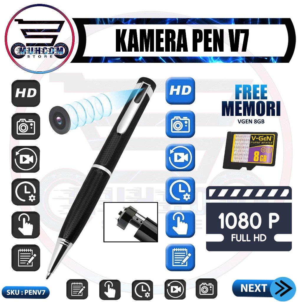 V7 Mini Camera Body Pen V7 Kamera with 1080P Free Memory 8GB Hidden Spy Cam Camcorder Video Audio Vo