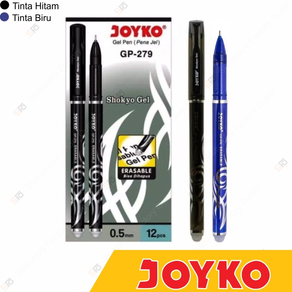 

12 Pcs Pen Gel Erasable Joyko GP 279 Shokyo Bisa Dihapus e G4J5