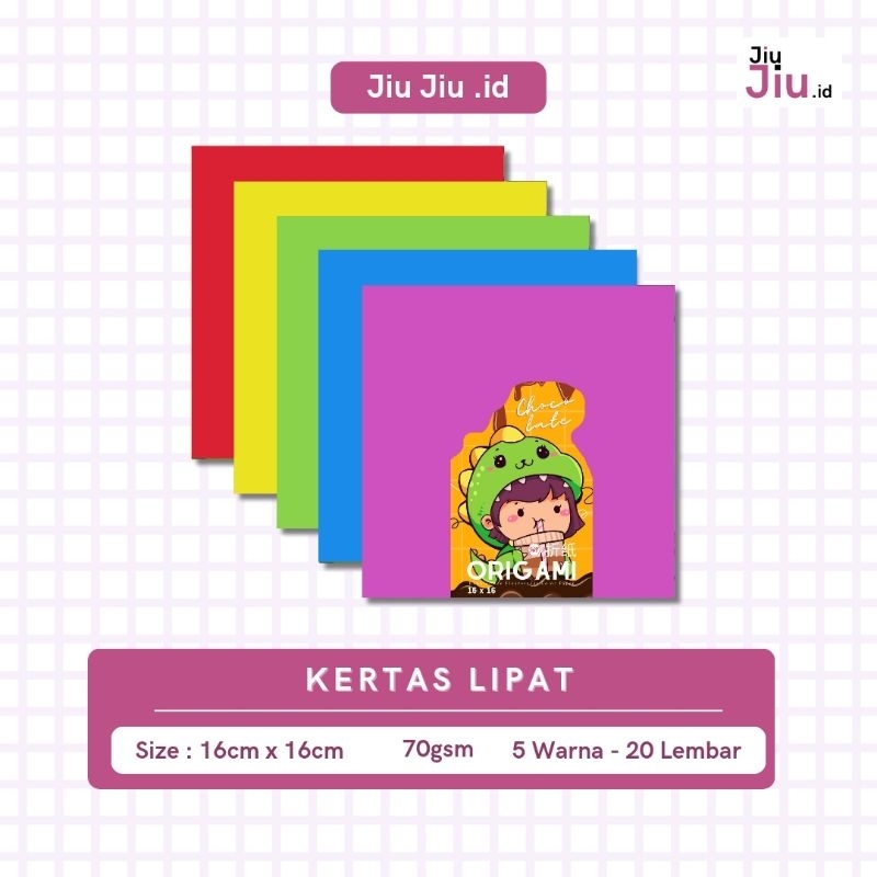 

JiuJiu.id | KERTAS LIPAT 16 x 16 - ISI 20 LEMBAR ( DOUBLE FACE FLORENCENT COLOR PAPET ) 2 SISI WARNA