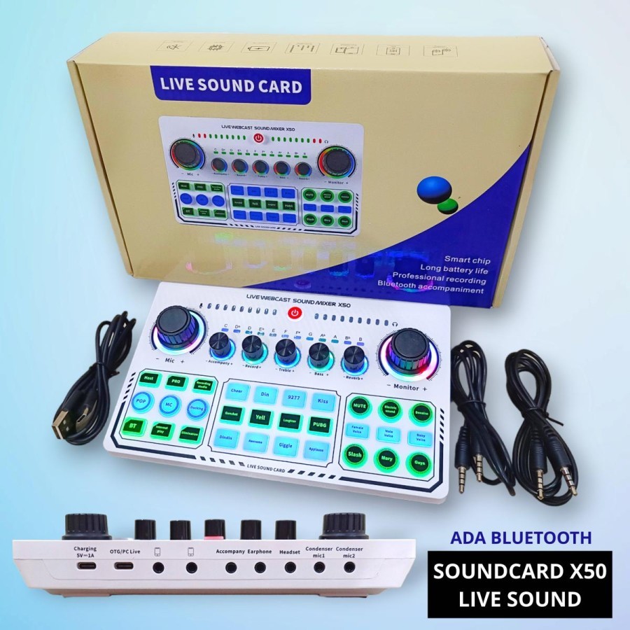 Live Soundcard Sound Card X50 Bluetooth Audio External Soundcard Live Mixer Broadcast Soundcard X50