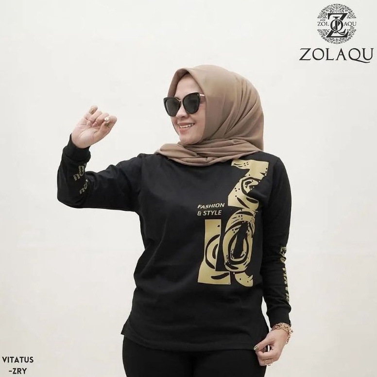 KODE G24U Baju Atasan Kaos Wanita Zolaqu Original Tshirt Hitam Vitatus Ori Couple Pasangan Kekinian 