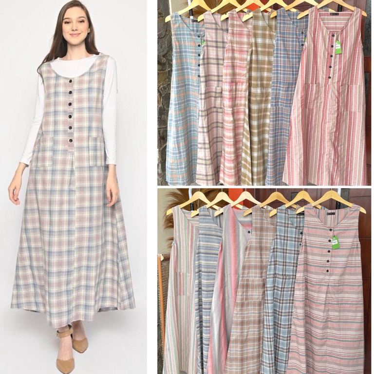 KODE S13Y Overall Polos Overall Dress Tree Cotton Overall Wanita Overall Dress Tanpa Lengan Overall 