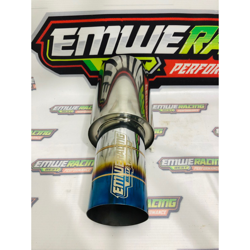 Knalpot Mobil EMWE RACING PLONG CACING BIRU  Bass Adem Bulet Full Stainles Inlet 2inc Kenalpot Mobil