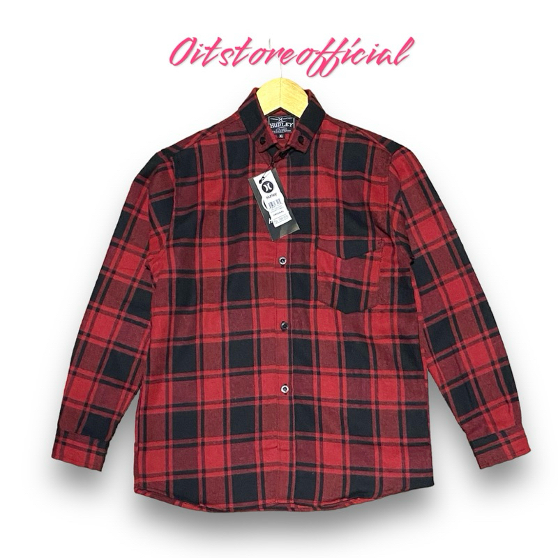 Kemeja Flanel Anak Umur 2-13 Tahun Motif Catur Merah Garis Lengan Panjang Baju Anak Cowok Cewek