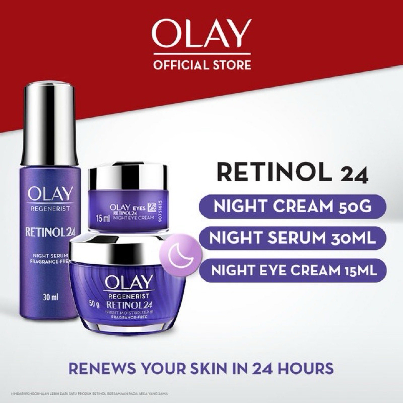 Olay Regenerist Retinol 24 | Night Moisturiser 50g | Retinol Serum 30ML | Eye Cream Retinol 24
