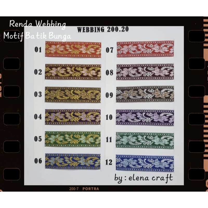 Renda Webbing Motif Batik Bunga - Pita Renda Motif Batik Bunga Lebar 2Cm