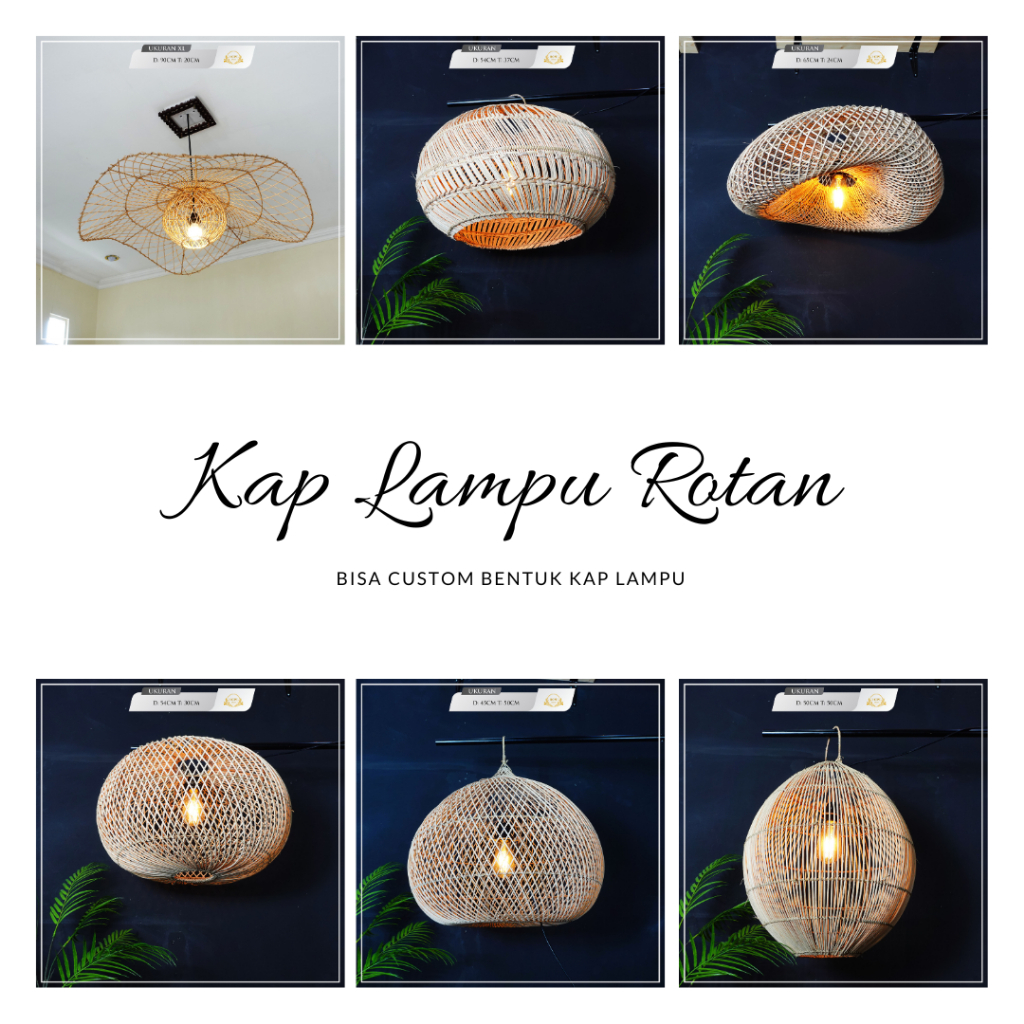 Kap Lampu Ukuran Besar Rotan Gantung Hiasan Rumah, Cafe, Hotel Dll