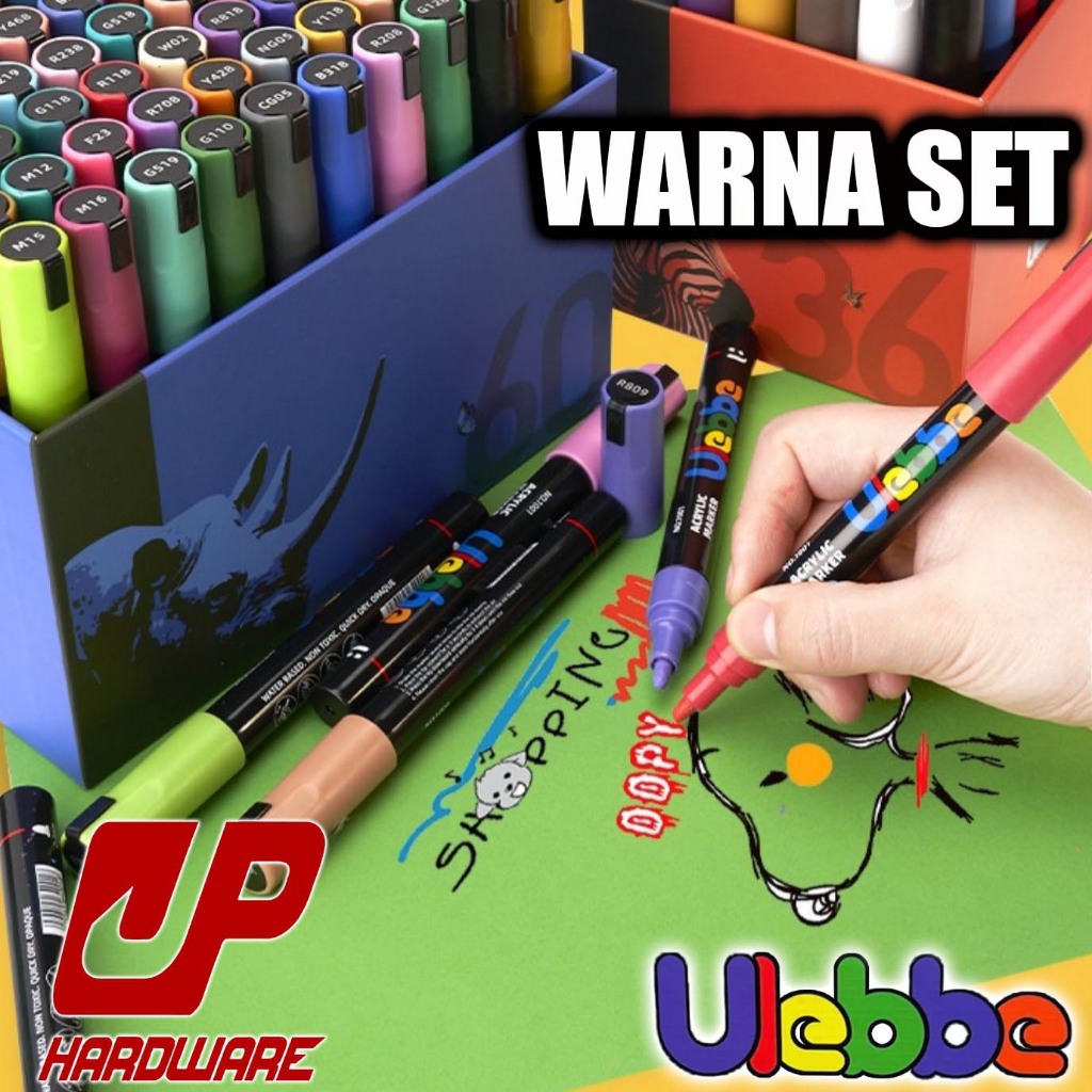 

Ulebbe acrylic marker paint mirip POSCA no.1001 SET WARNA