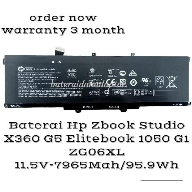 Baterai Hp Zbook Studio  X360 G5 Elitebook 1050 G1 ZG06XL