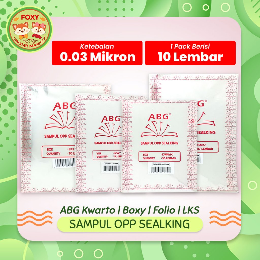 

ABG Sampul OPP Sealking Kwarto Boxy LKS Folio 10 Lembar - Sampul Buku Plastik OPP 0.03 mm dengan Perekat