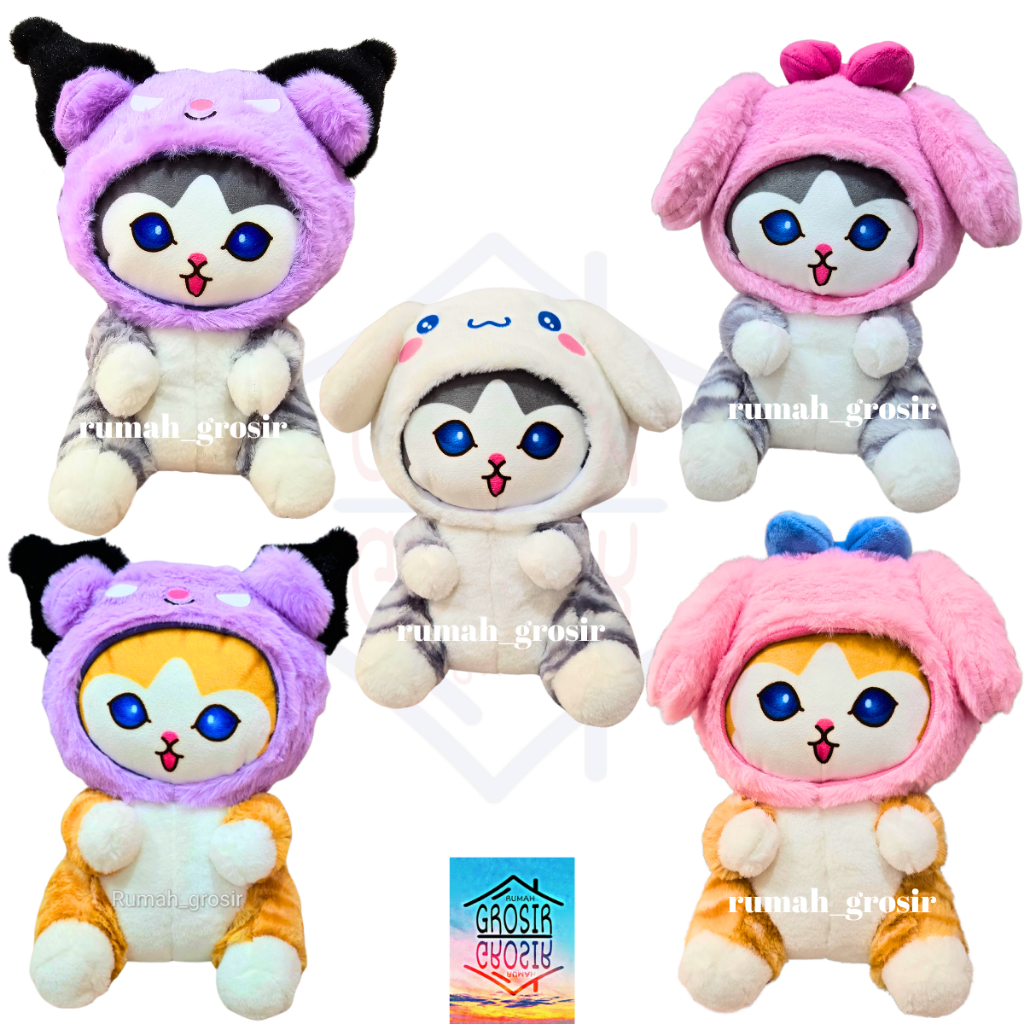 (Rumah Grosir) Boneka Kucing Cat Mofusand Hoodie Melody Kuromi Cinnamoroll Jepang Cat Mainan Mewah
