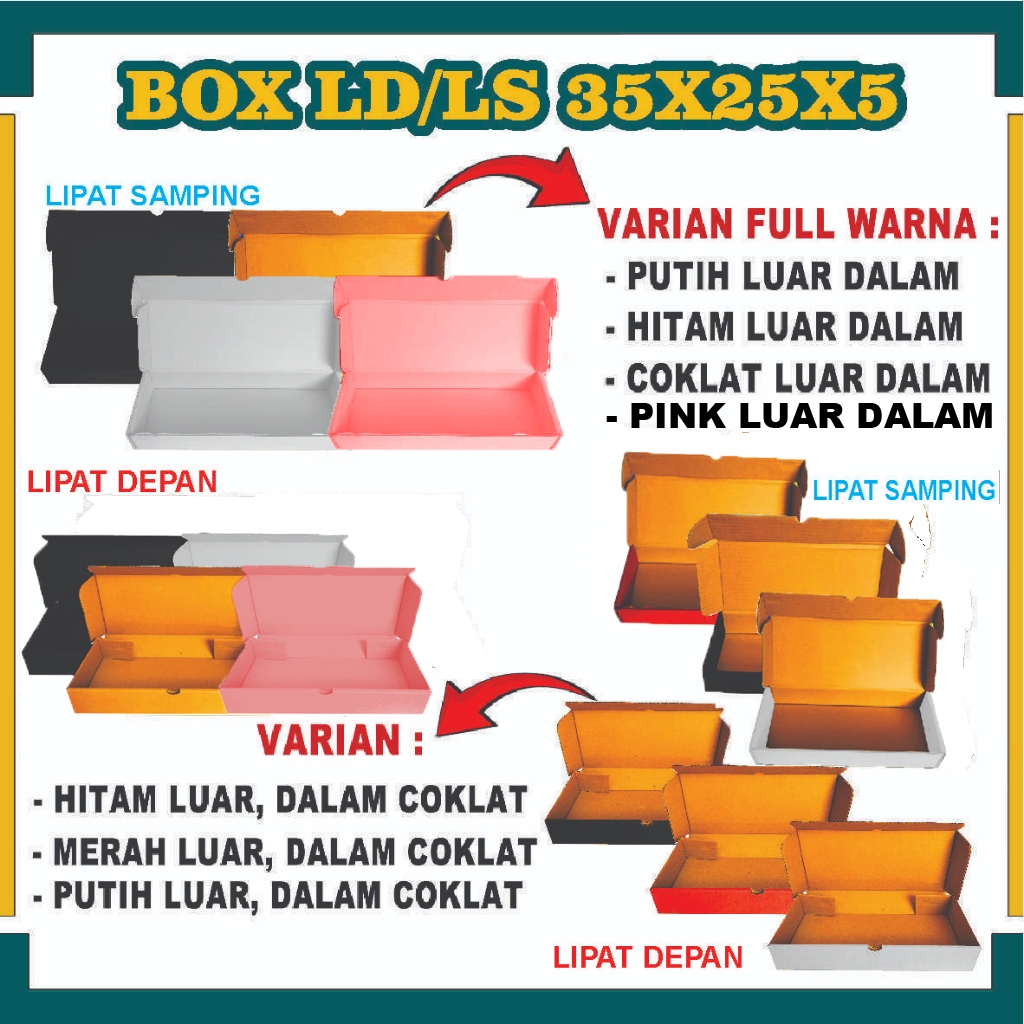 

(PAKET 10 PCS) BOX 35X25X5 LIPAT DEPAN/KARDUS PACKING/KARDUS HAMPERS/GIFTBOX