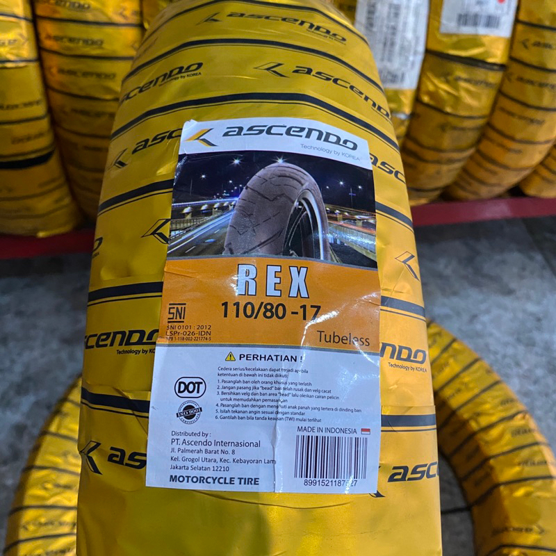 BAN MOTOR ASCENDO REX RING 17 110/80-17 TUBELESS