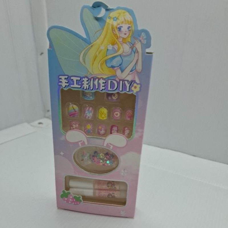 kuku palsu anak full animasi kartun / kuku palsu anak cewek + lem + blink gliter variasi cantik