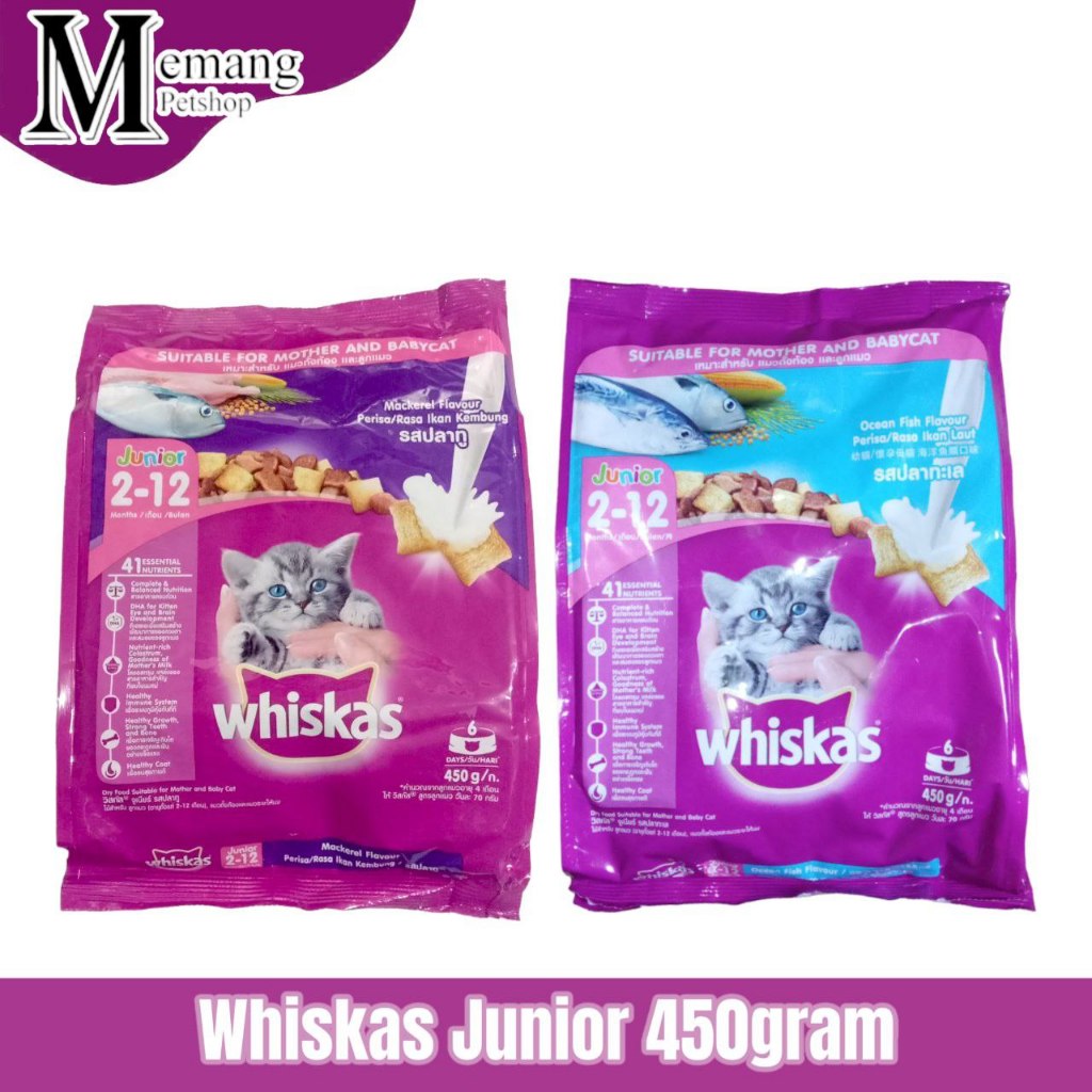 Whiskas Junior 450gram - Makanan Kucing Kitten - Kering - Freshpack