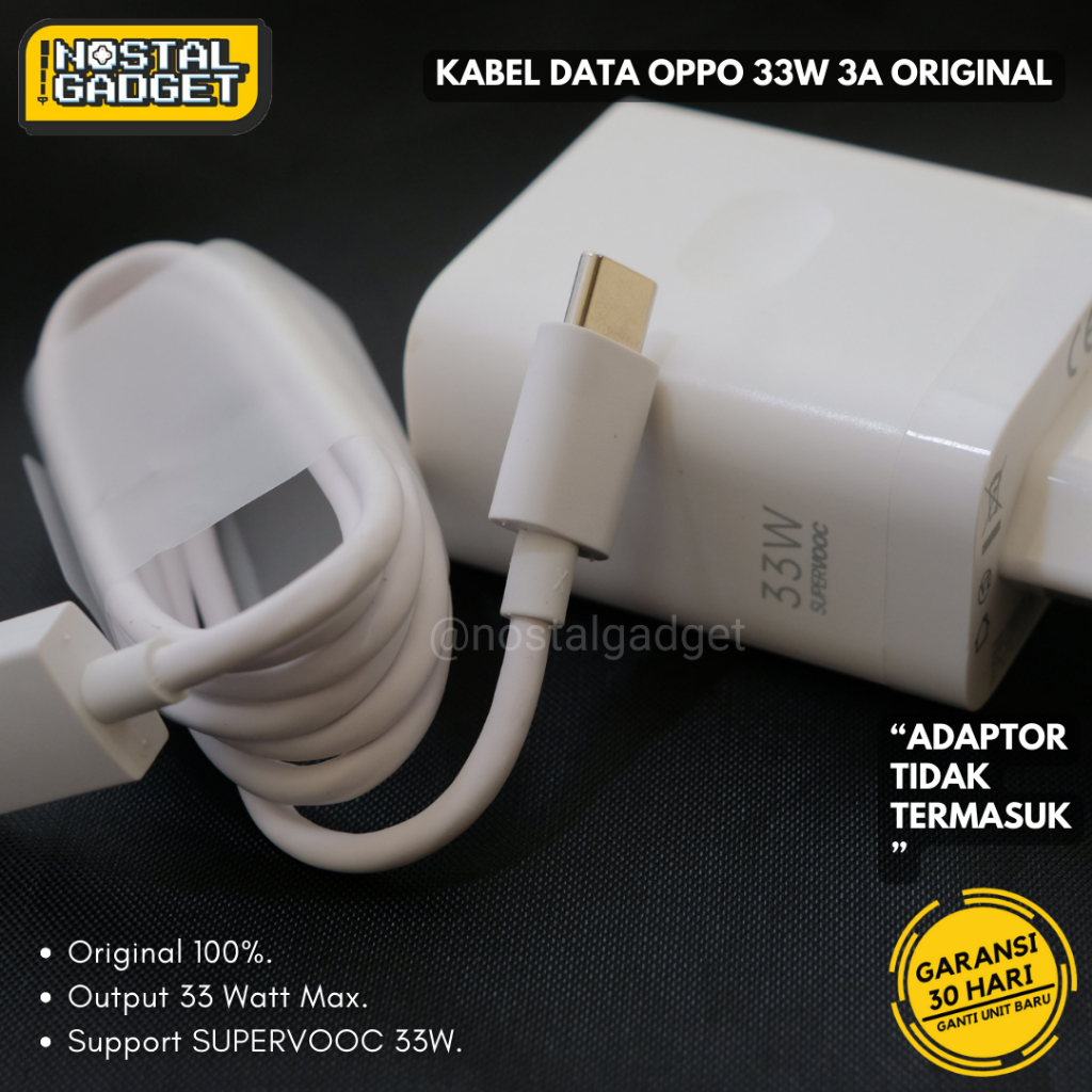 Kabel Data Oppo 33W 3A SUPERVOOC A57 A96 A77s Reno 8 ORIGINAL
