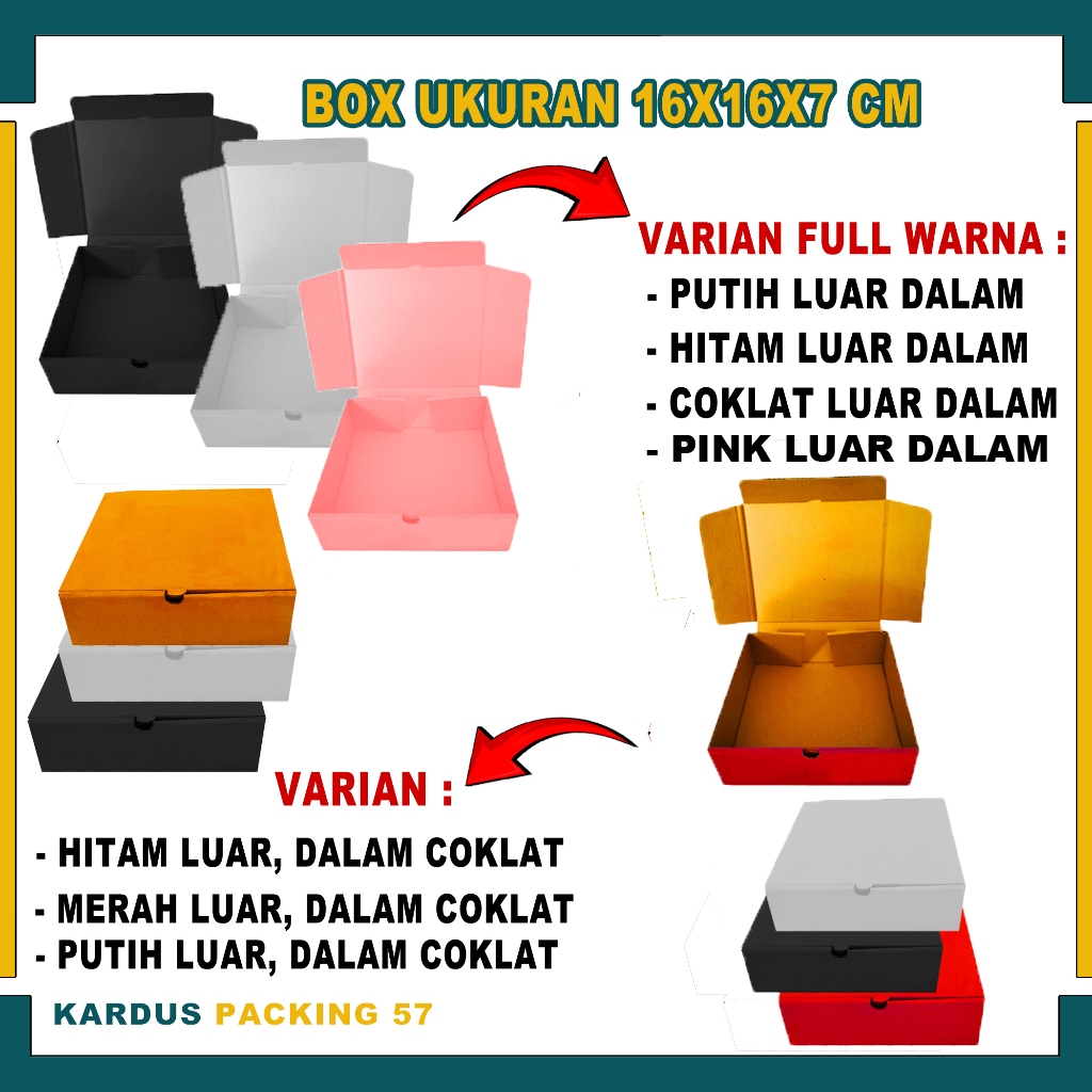 

Box 16x16x7 cm/Kardus/Karton/Box Kue/Kardus Polos / Box Lipat Depan