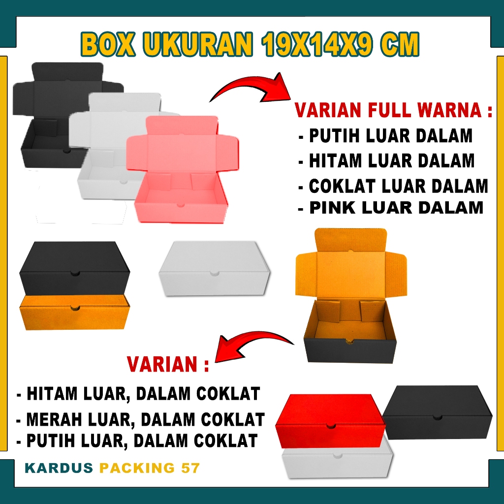 

(PAKET 10 PCS) Box 19x14x9 Cm / Lipat Depan / Karton Polos / Kotak Kado