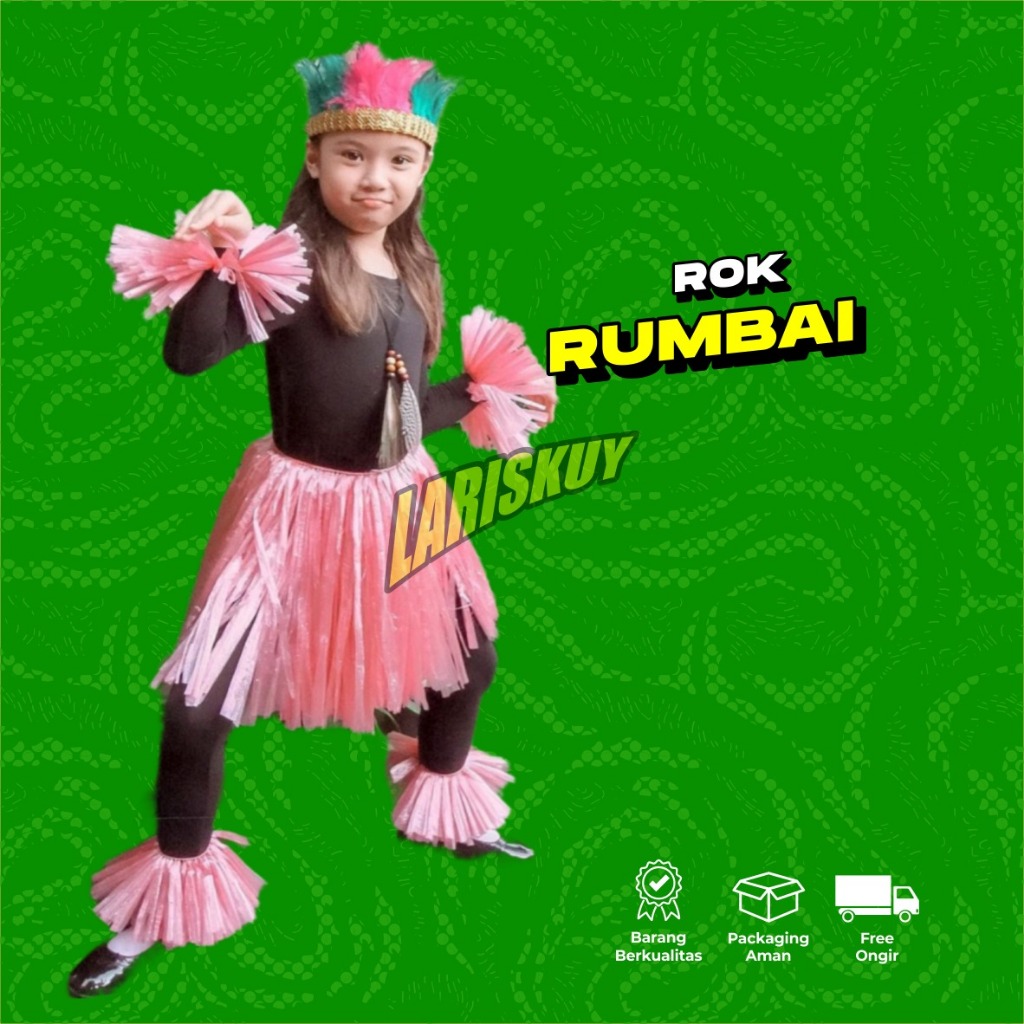 Rok rumbai merah putih handmade tali rafia DIRGAHAYU HUT RI