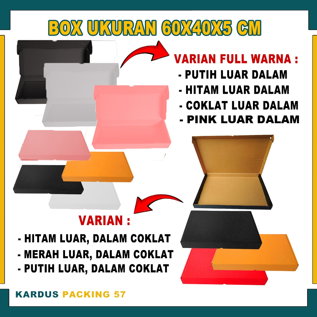 

(PAKET 5 PCS) Box 60x40x5 Cm / Lipat Samping