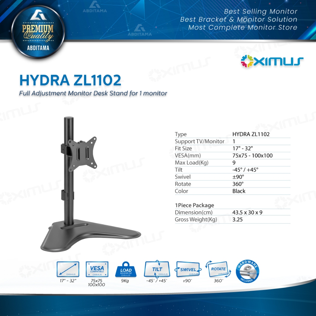 BRACKET MEJA LCD LED TV 1 Monitor 13" - 27" OXIMUS HYDRA ZL1102