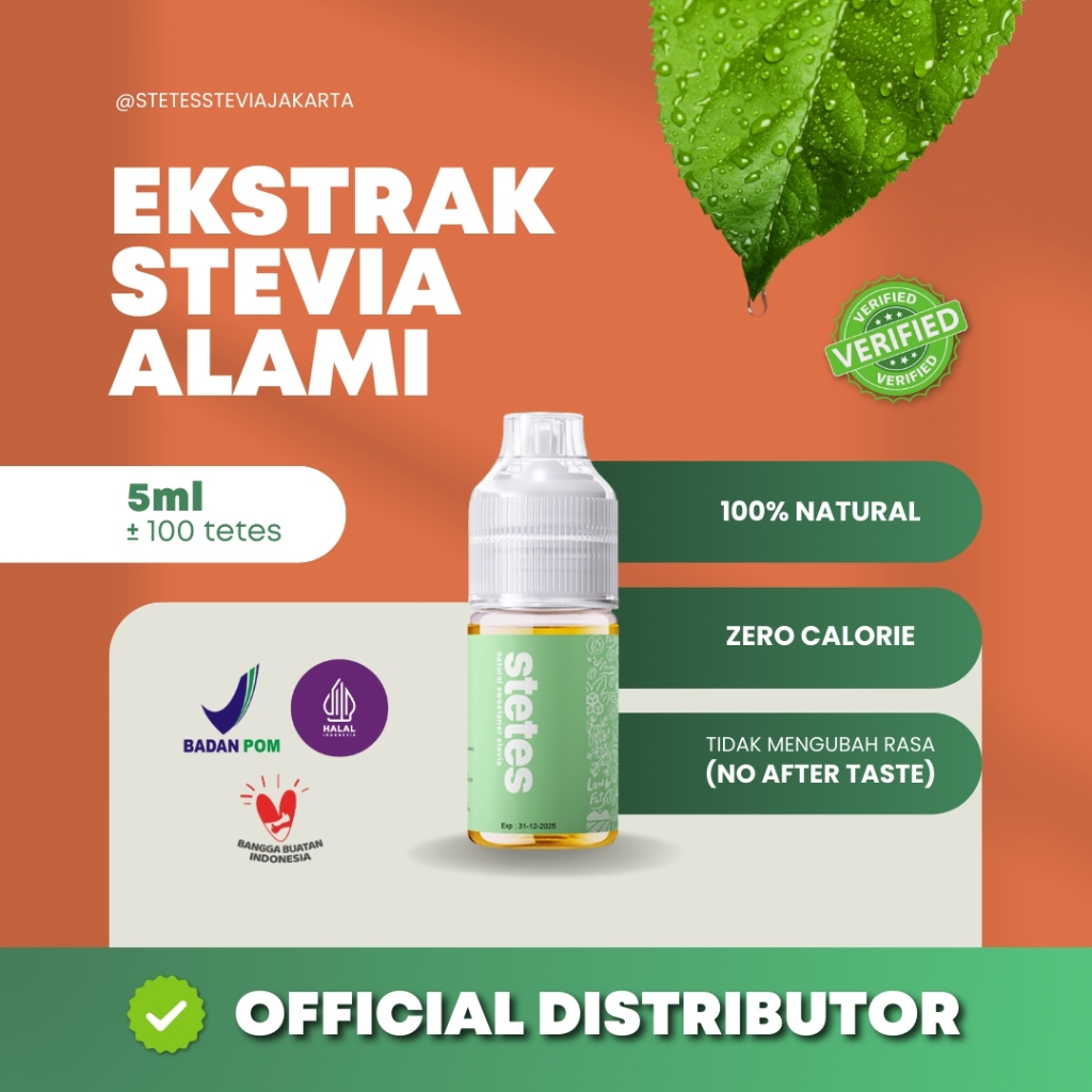 

STETES Stevia 5ml - Natural Sweetener - Pemanis Bahan Alami Alternatif Gula Zero Nol Kalori