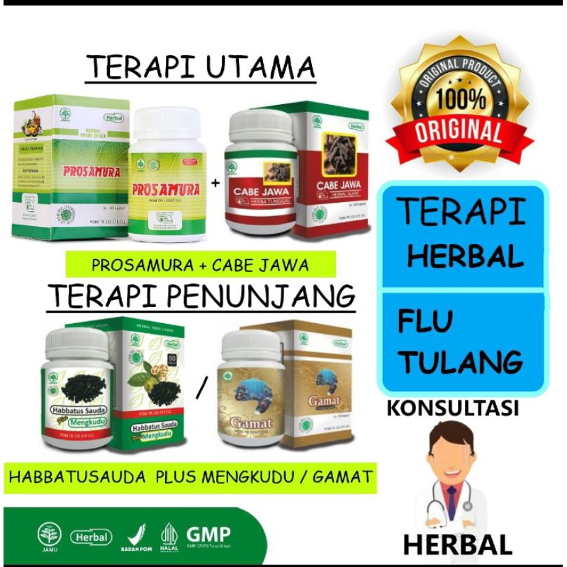 FLU TULANG SENDI HERBAL INDO UTAMA HIU PROSAMURA CABE JAWA HABBATUSAUDA PLUS MENGKUDU