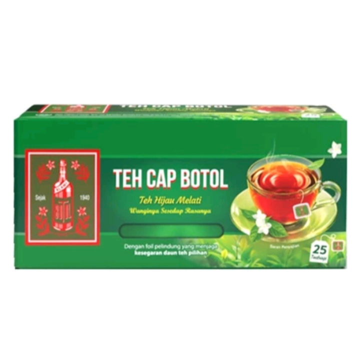 

teh cap botol teh hijau melati tea isi 25 bags sn