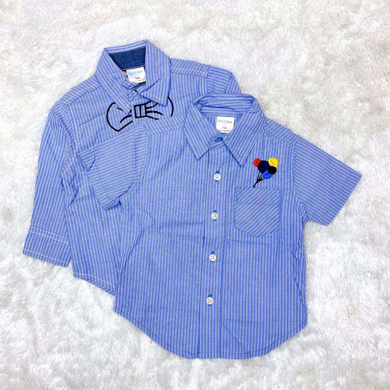 Kemeja Anak Bayi Cowok Bee&Bae Biru Salur
