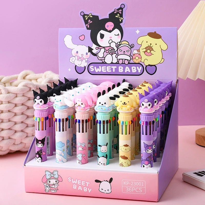 

Pena 10 warna bermotif lucu/pulpen/pulpen anak anak Bolpen cinnamorol melody kuromi cartoon