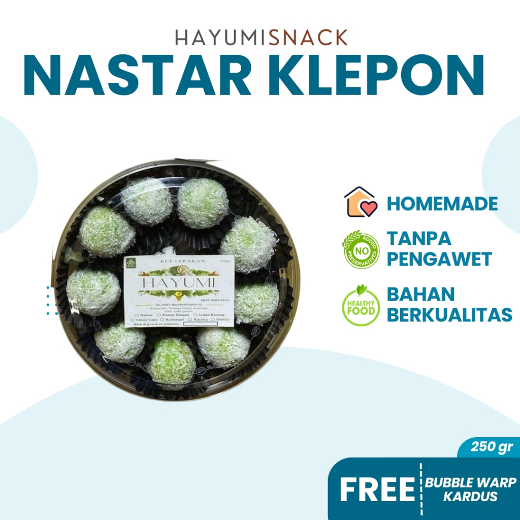 

Kue Nastar Klepon Isian Selai Nanas 250 gram Hayumi Snack Kue Kering Nastar Klepon Isian Selai Nanas Produksi Rumahan Tanpa Pengawet Homemade Empuk dan Lembut Packing Aman Free Bubble Warp dan Kardus