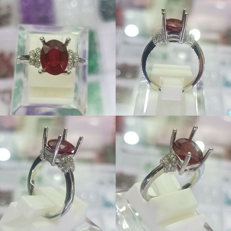 CINCIN WANITA PERAK LZZS925 BATU NATURAL RUBY DI JAMIN ASLI ALAM 100 %