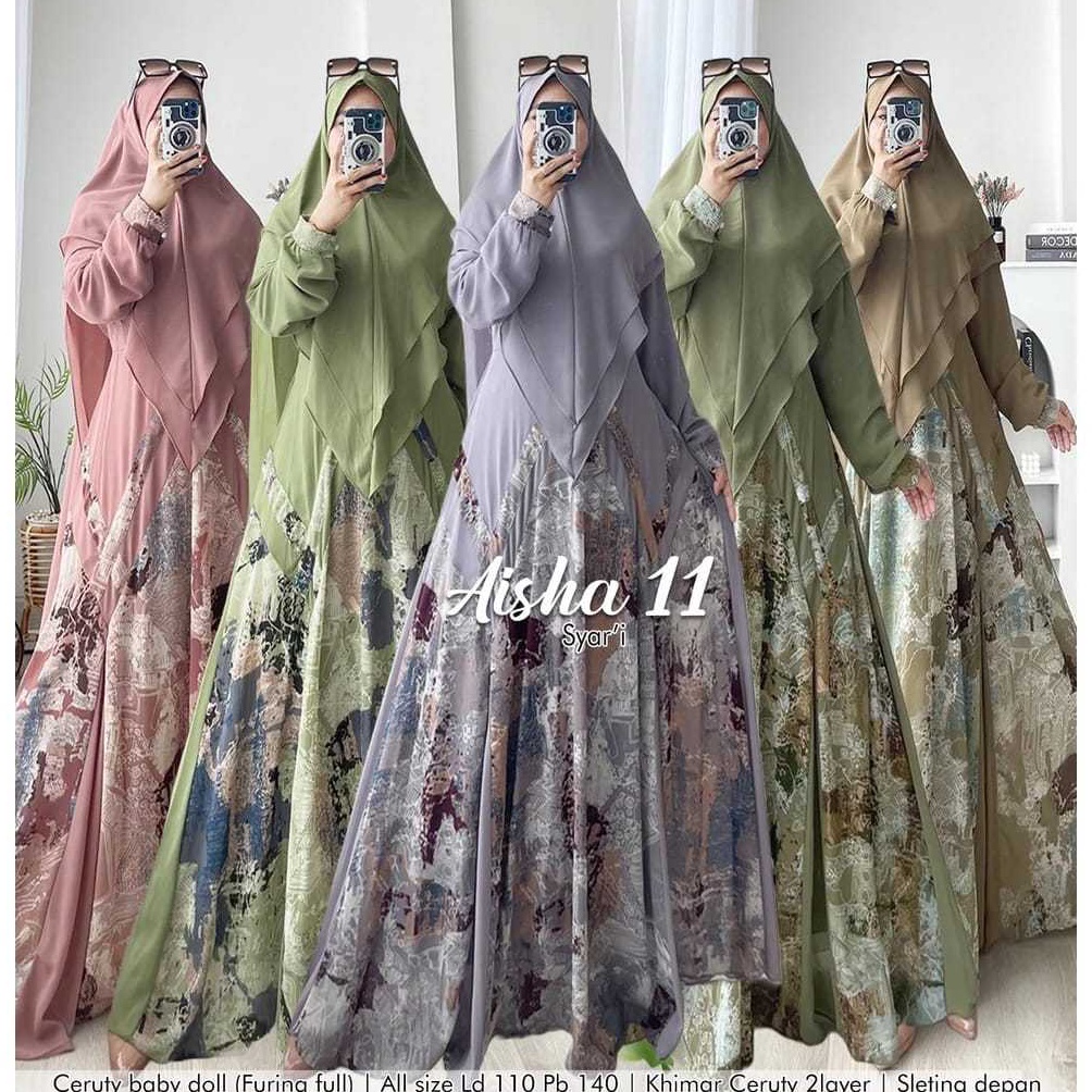 KODE D32W AISHA SYARI STANDARD JUMBO Aisha 2  Aisha 3  Aisha 11 syari  Gamis Syarii Set Hijab